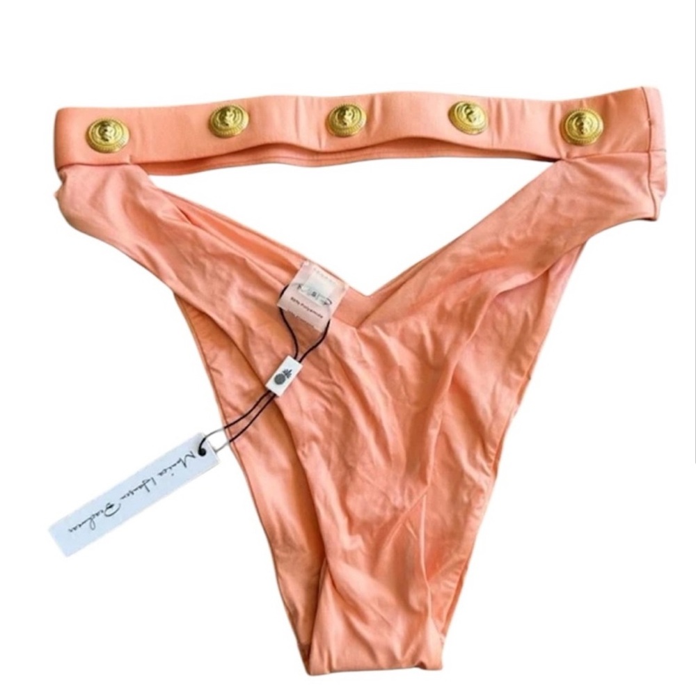 Monica Hansen Rich and Fab Peach Cutout Bikini Bottom Size Medium in Coral